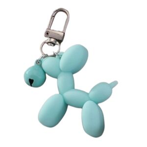 Turquoise Blue‎ Balloon Dog Animal Bag Charm with Bell Keychain Backpack Pendant